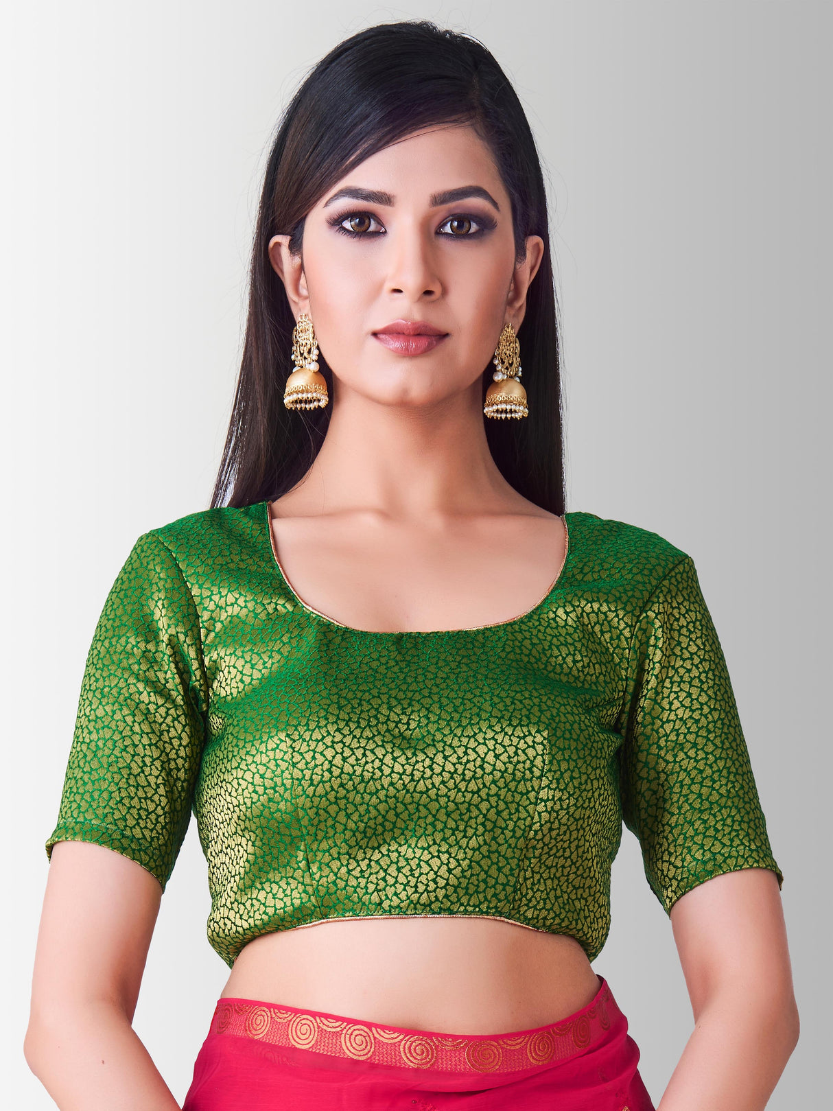 Mimosa Womens Chiffon Saree Banarasi Strawberry Color