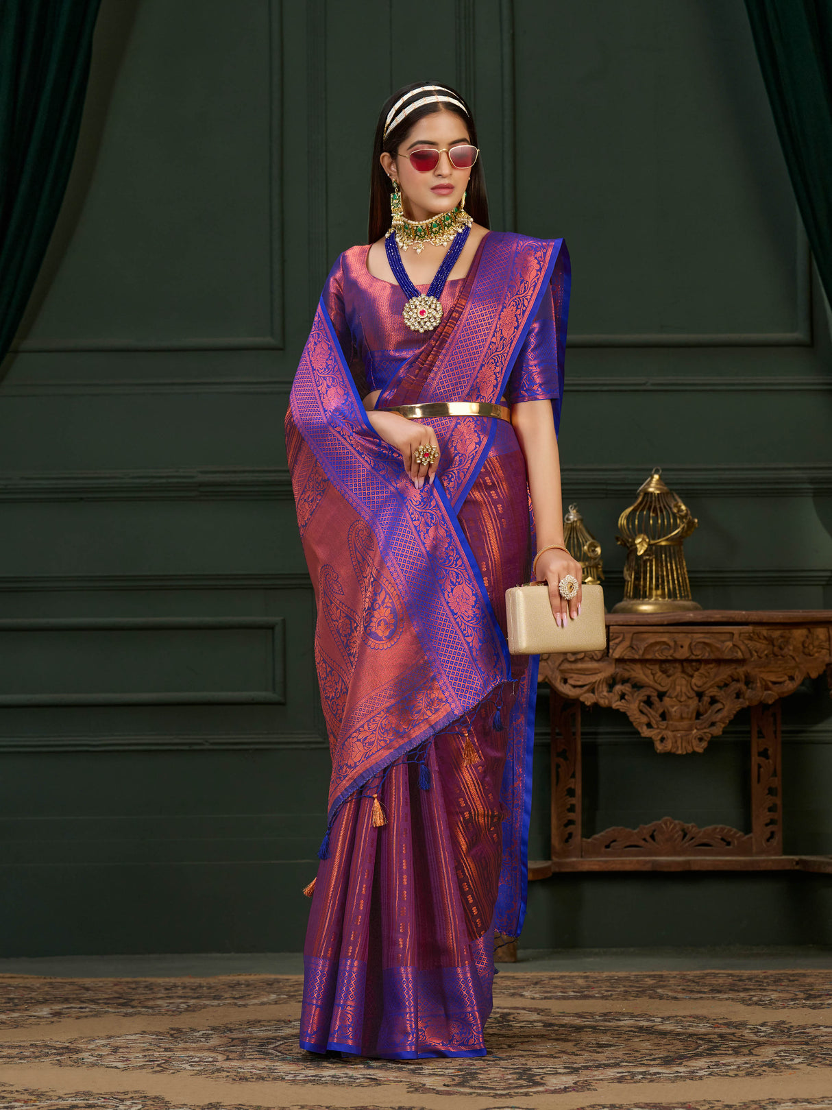 Mimosa Women's Woven Design Kanjivaram Art Silk Saree With Blouse Piece : SA0000914MJ