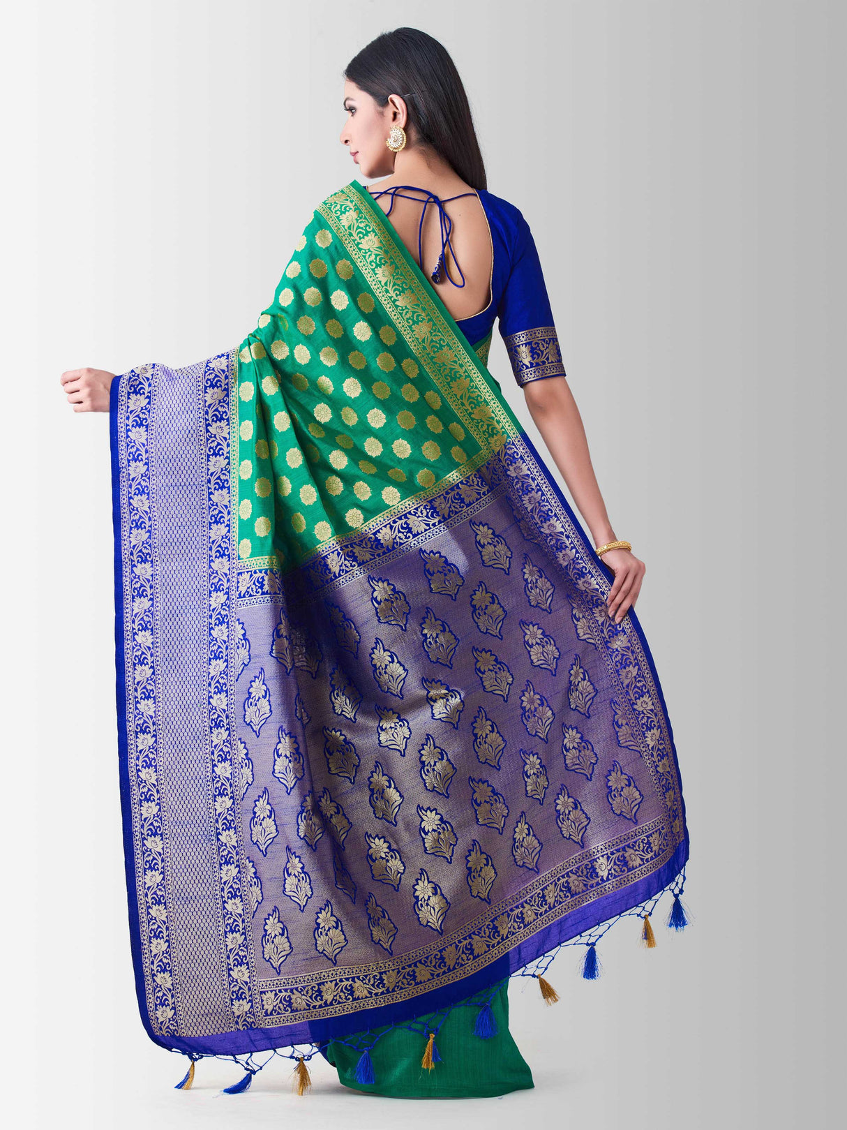 Mimosa Womens Art Silk Saree Kanjivaram Rama Color