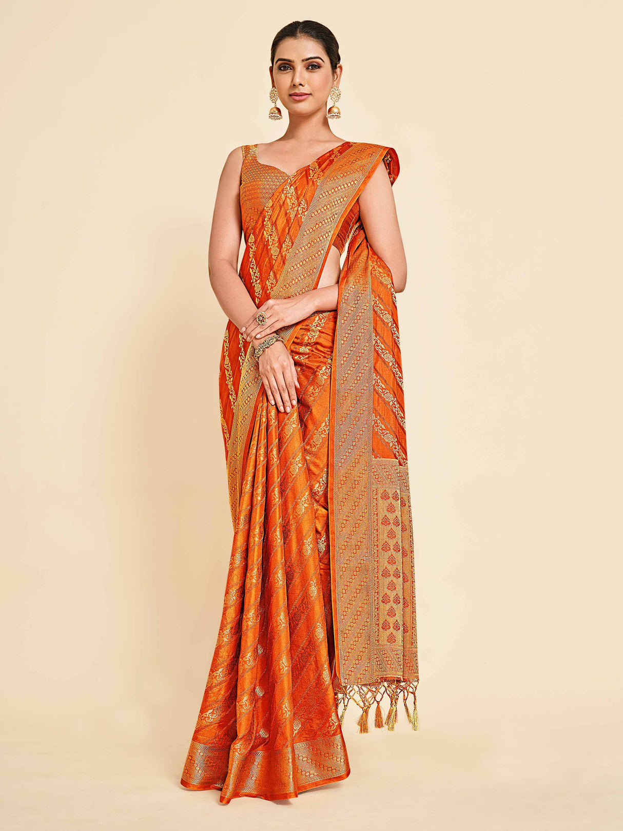 Mimosa Womens Art Silk Saree Kanjivaram Mustard Color