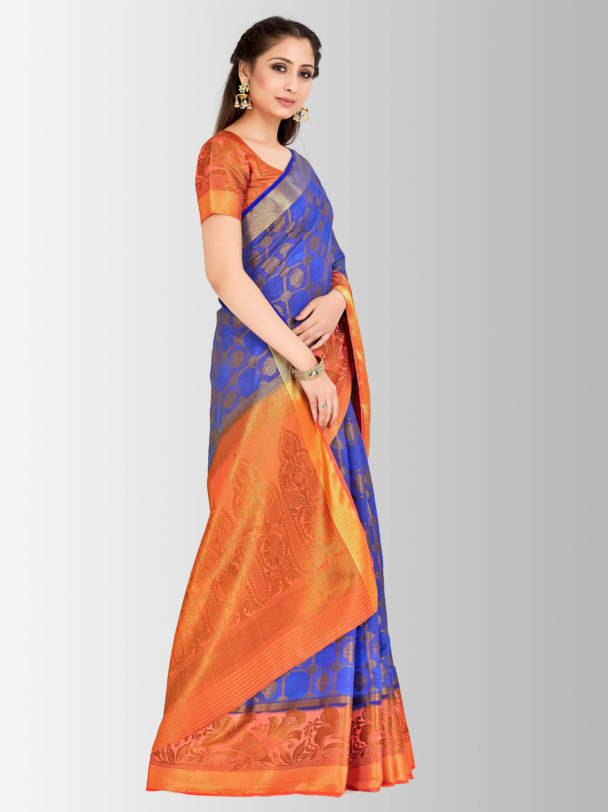 Mimosa Womens Art Silk Saree Kanjivaram Royal Blue Color