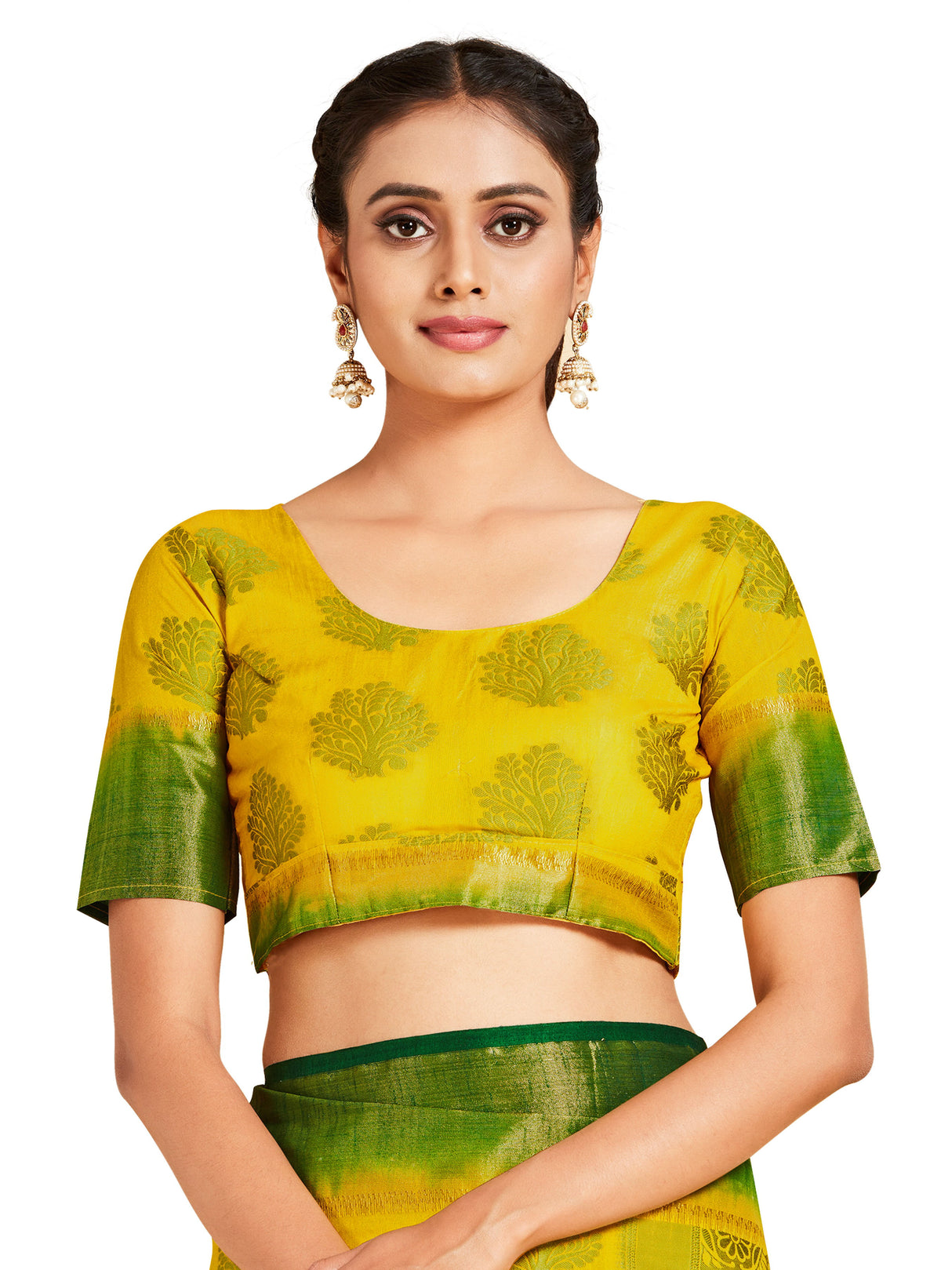 Mimosa Womens Art Silk Saree Kanjivaram Gold Color