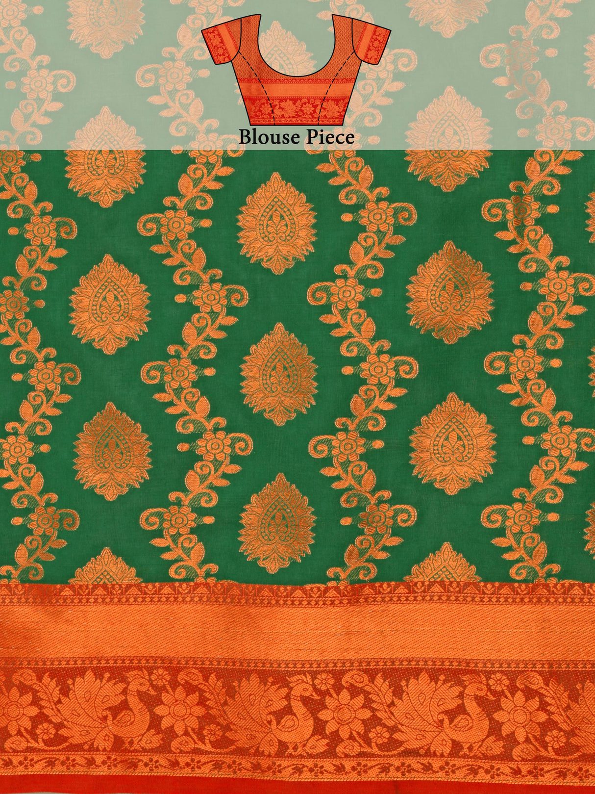 Mimosa Women's Woven Design Kanjivaram Art Silk Saree With Blouse Piece : SA0000913GRN