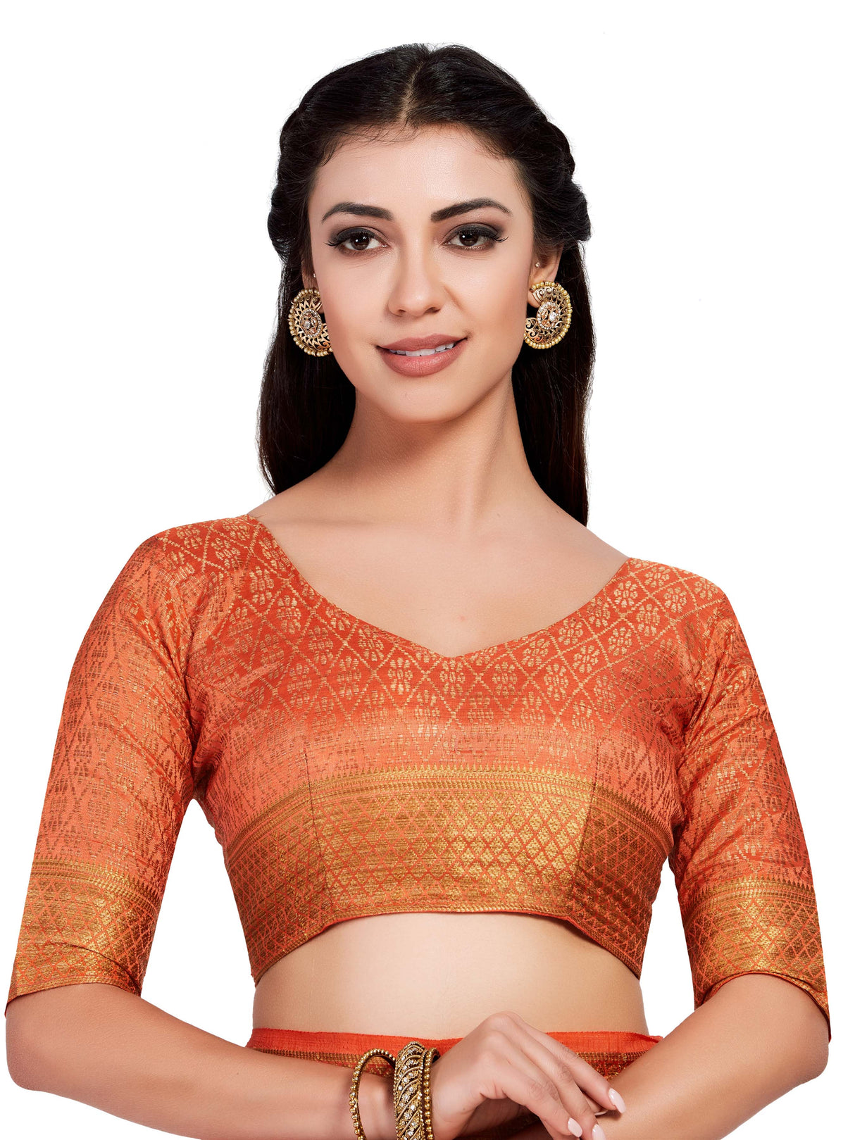 Mimosa Womens Art Silk Saree Kanjivaram Peach Color