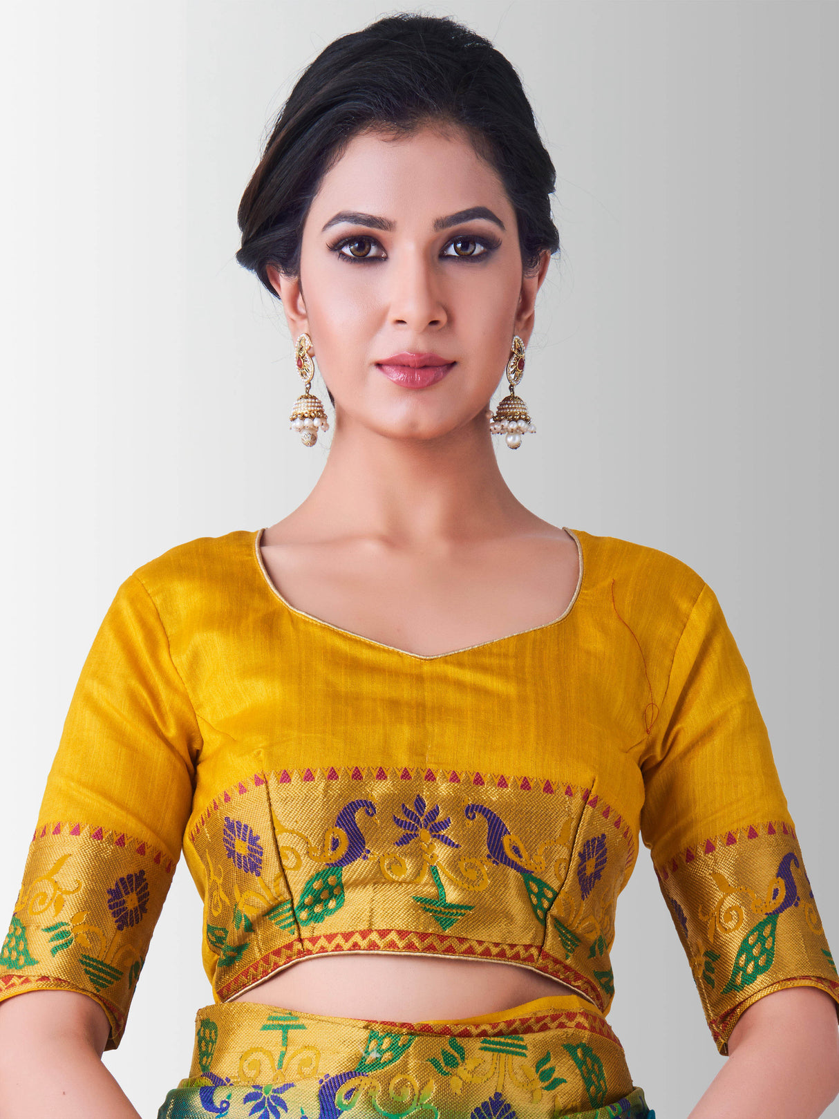 Mimosa Womens Art Silk Saree Kanjivaram Saffire Color