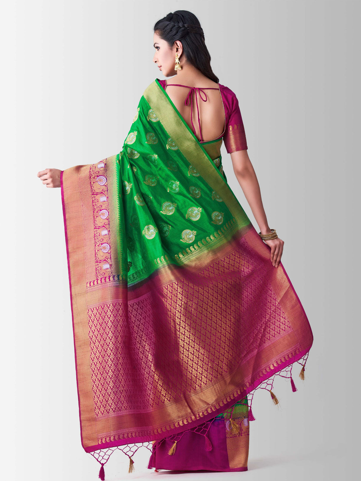 Mimosa Womens Art Silk Saree Kanjivaram Rama Color