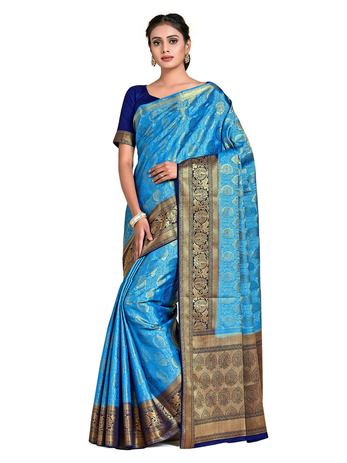 Mimosa Womens Art Silk Saree Kanjivaram Ananda Color
