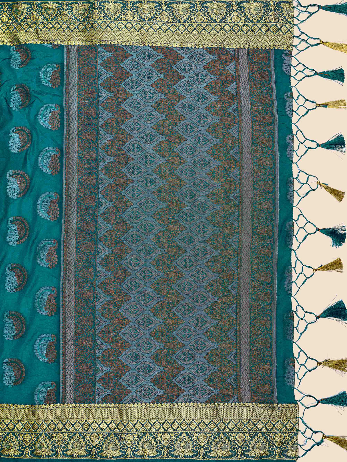 Mimosa Womens Art Silk Saree Kanjivaram Saffire Color