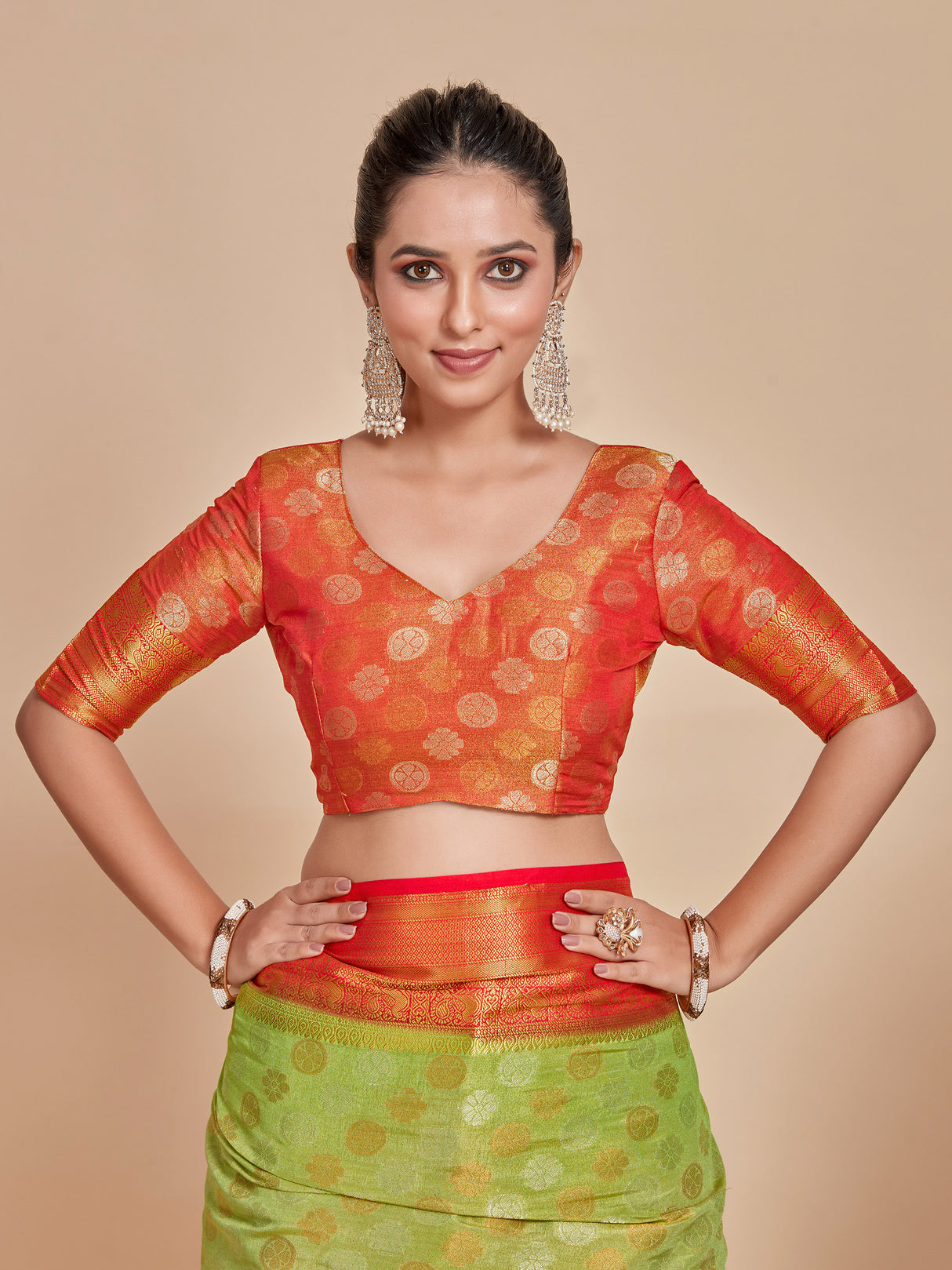 Mimosa Women's Woven Design Kanjivaram Style Art Silk Saree With Blouse Piece : SA0000410PSFREE