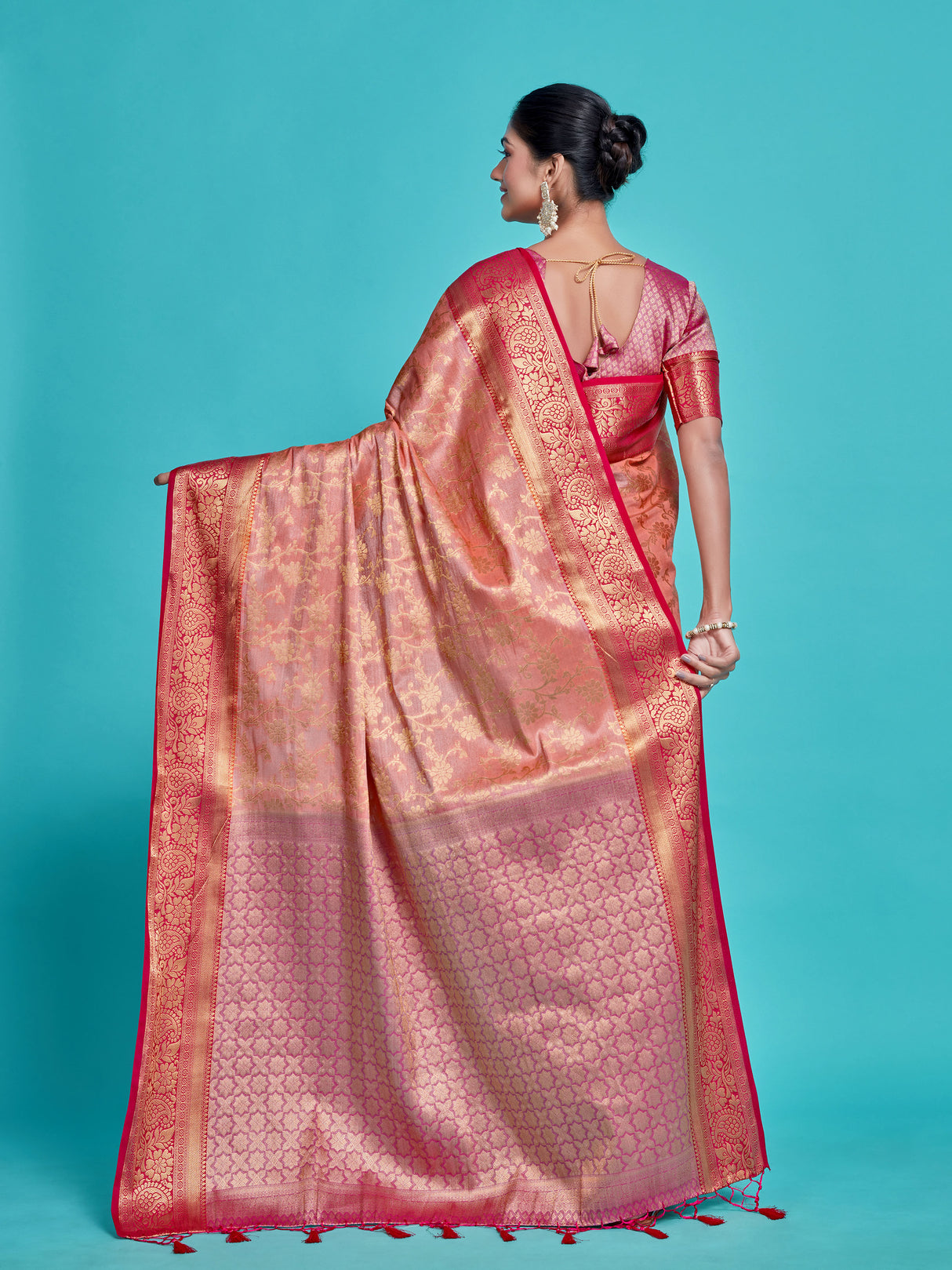 Mimosa Women's Woven Design Kanjivaram Style Art Silk Saree With Blouse Piece : SA0000375PCFREE