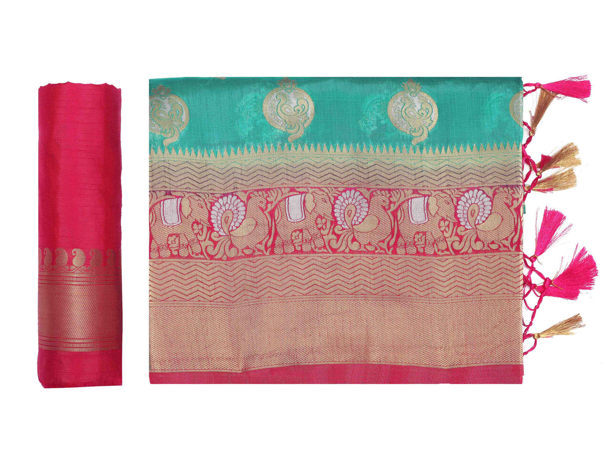 Mimosa Womens Art Silk Saree Kanjivaram Rama Color