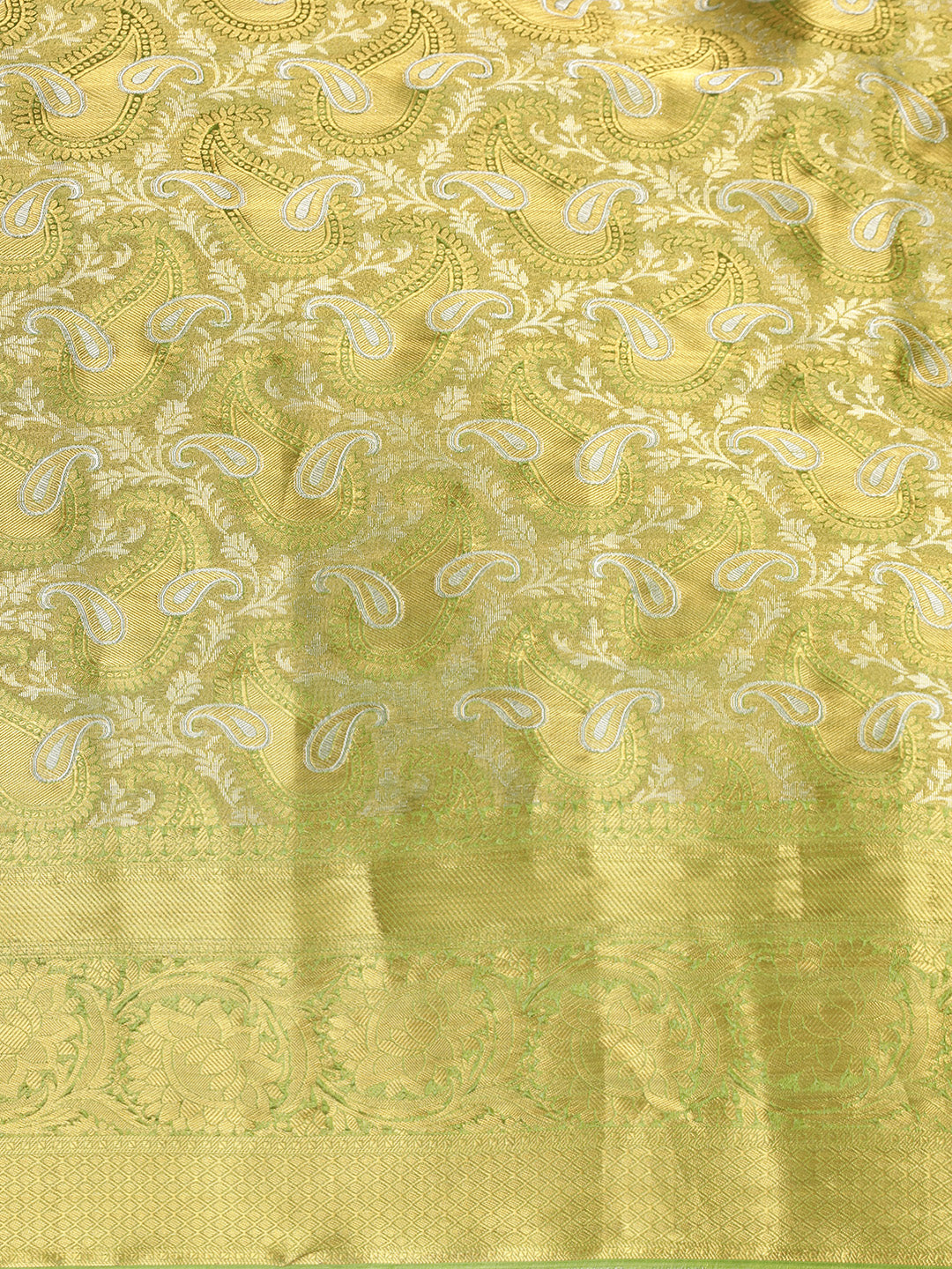 Mimosa Womens Art Silk Saree Kanjivaram Olive Color