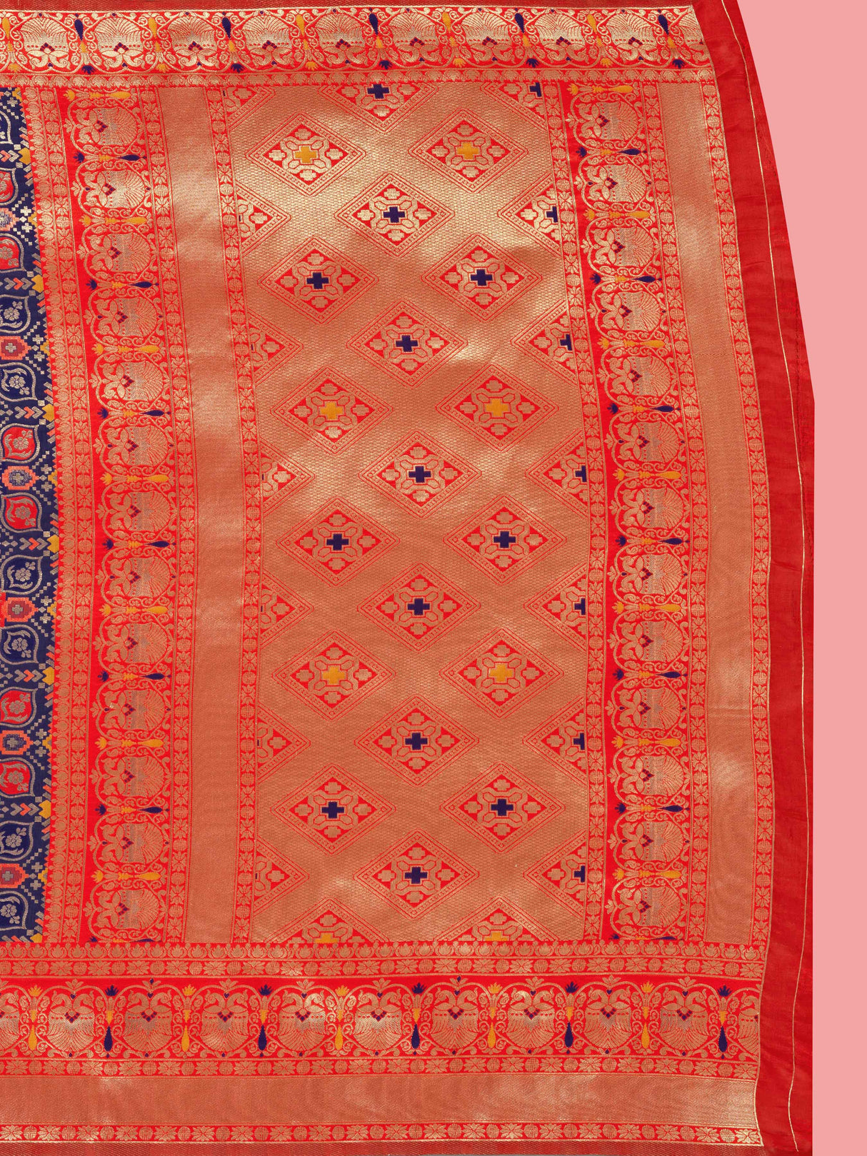 Mimosa Women's Woven Design Patola Style Art Silk Saree With Blouse Piece : SA00001342NVFREE