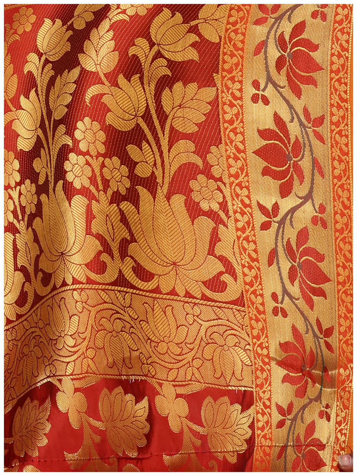 Mimosa Womens Art Silk Saree Kanjivaram Gold Color