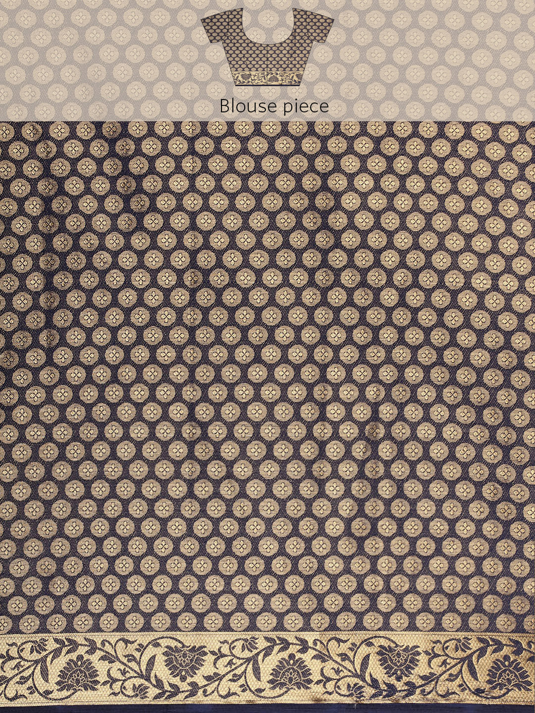 Mimosa Womens Crepe Saree Mysore Silk Navy Blue Color