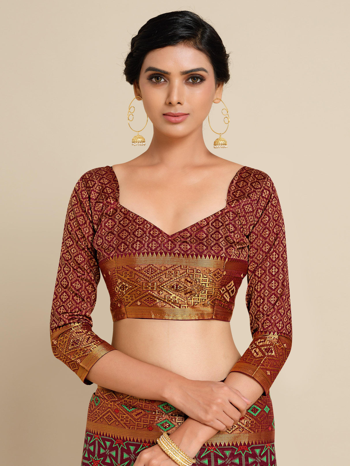 Mimosa Womens Art Silk Saree Kanjivaram Wine Color