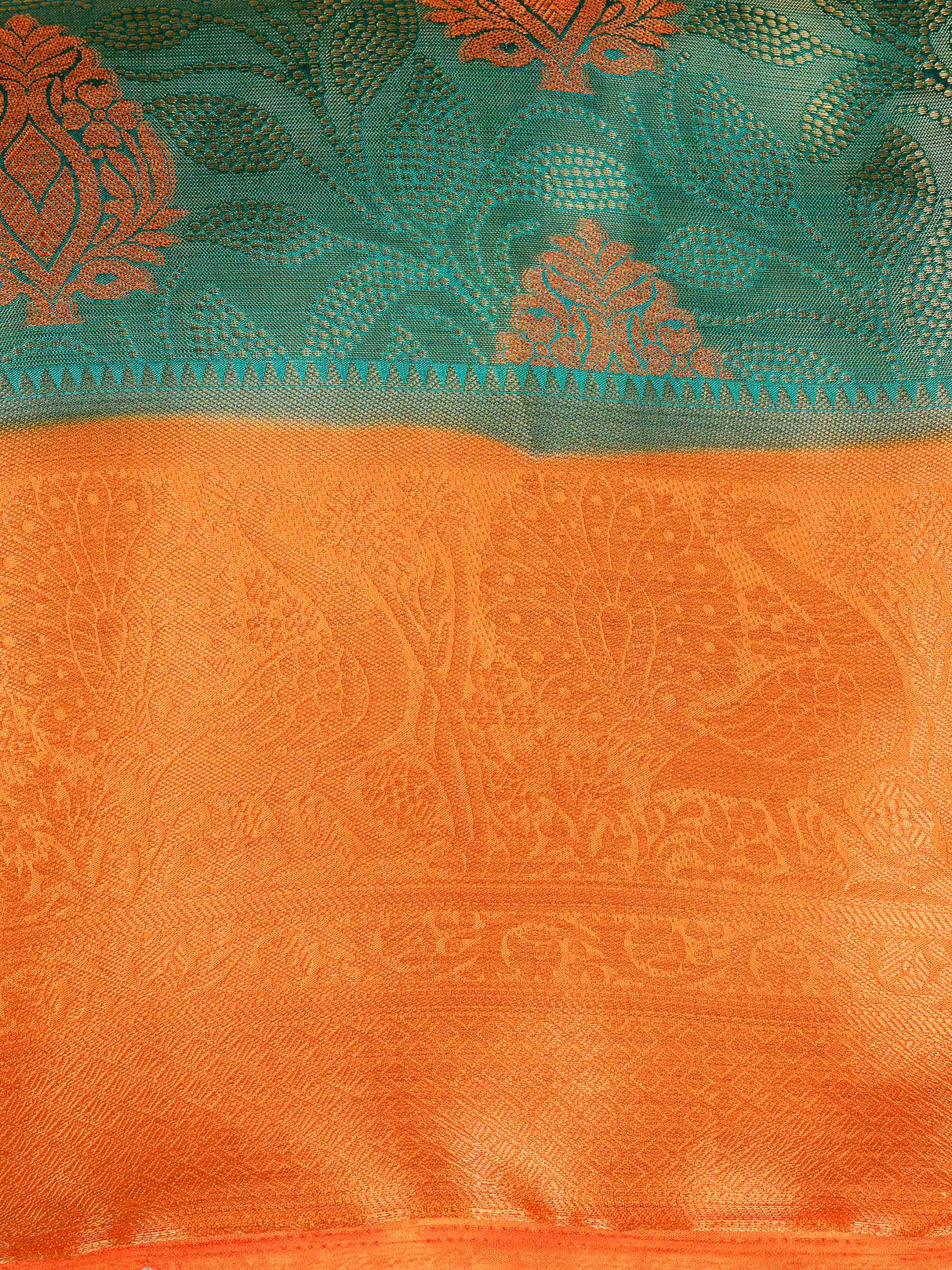 Mimosa Womens Art Silk Saree Kanjivaram Saffire Color