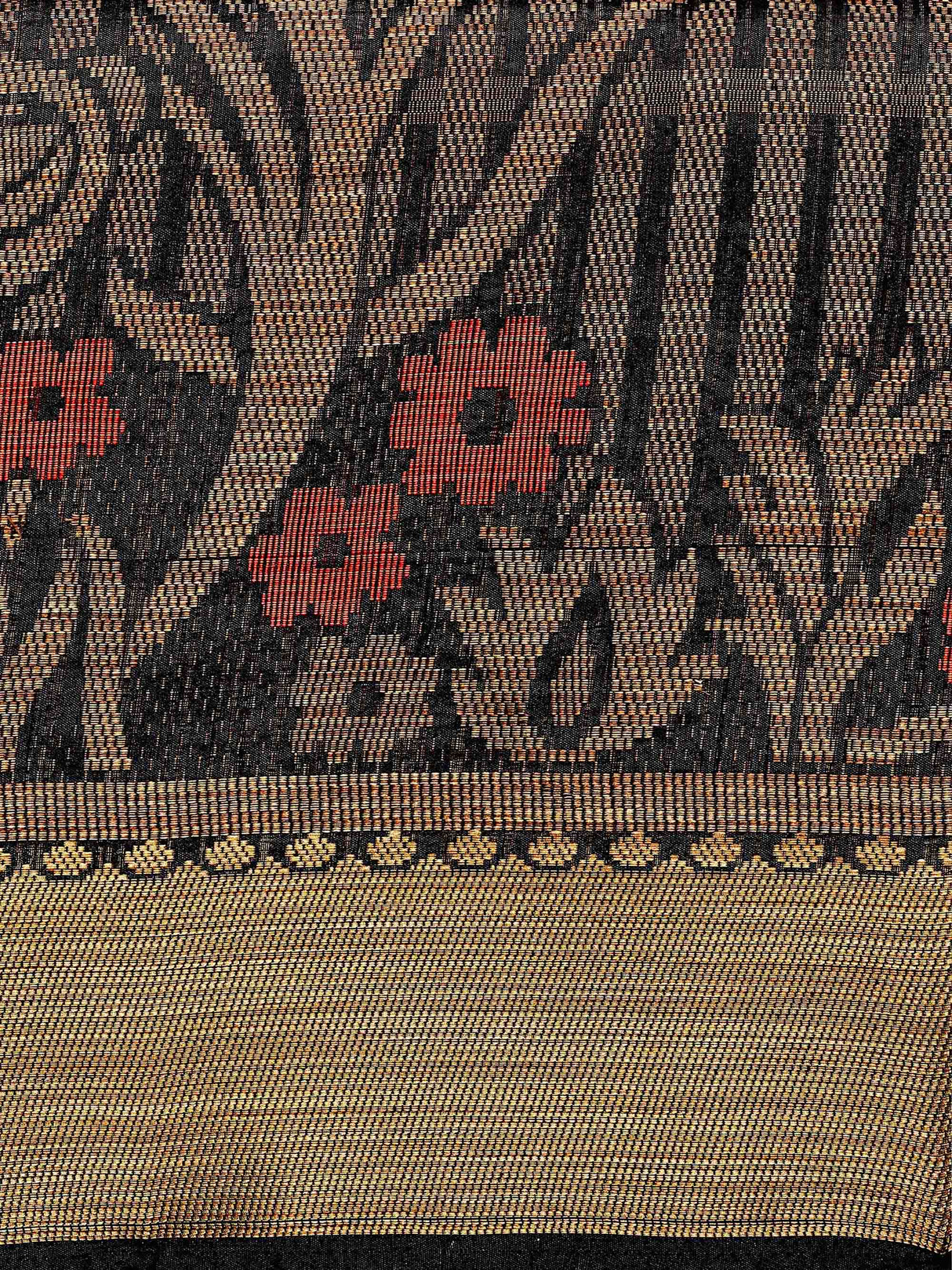 Mimosa Womens Art Silk Saree Kanjivaram style Black Color