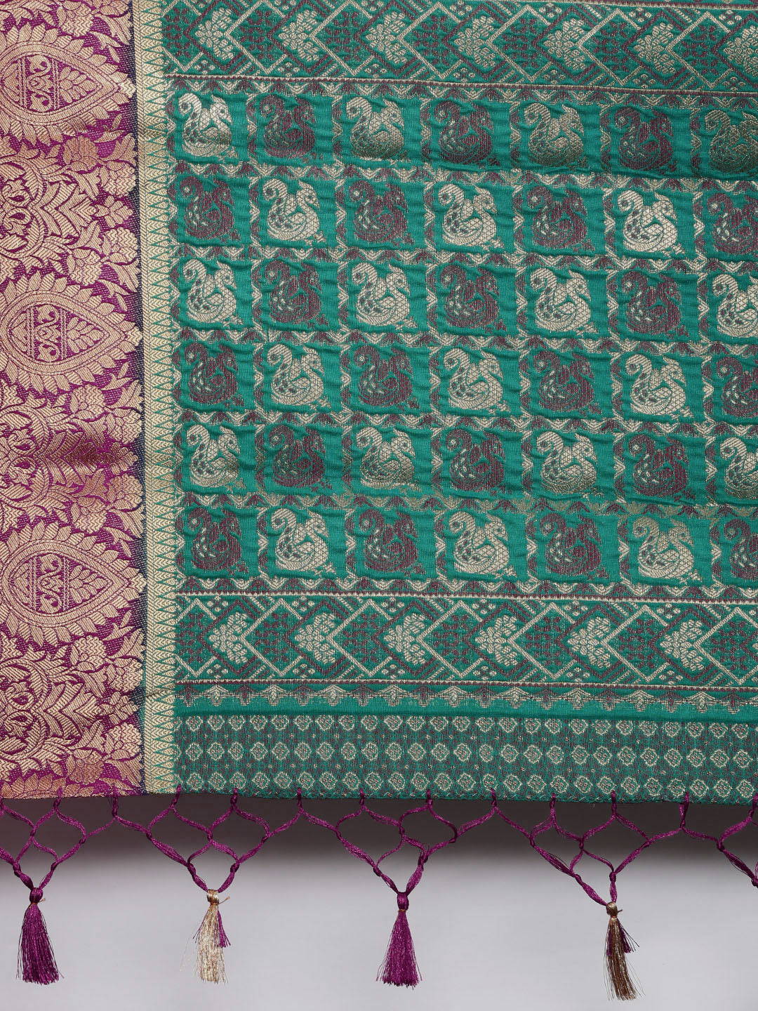 Mimosa Womens Art Silk Saree Kanjivaram Saffire Color