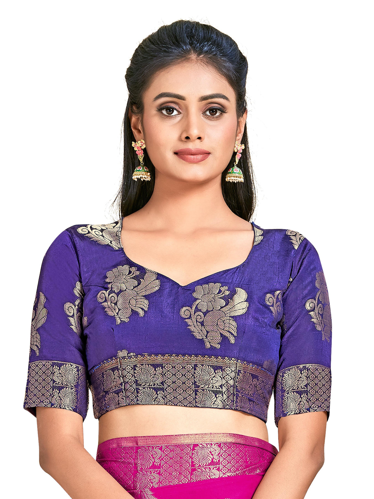 Mimosa Womens Art Silk Saree Kanjivaram Rani Color