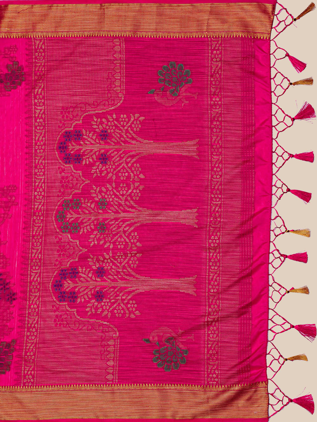 Mimosa Womens Art Silk Saree Kanjivaram style Strawberry Color