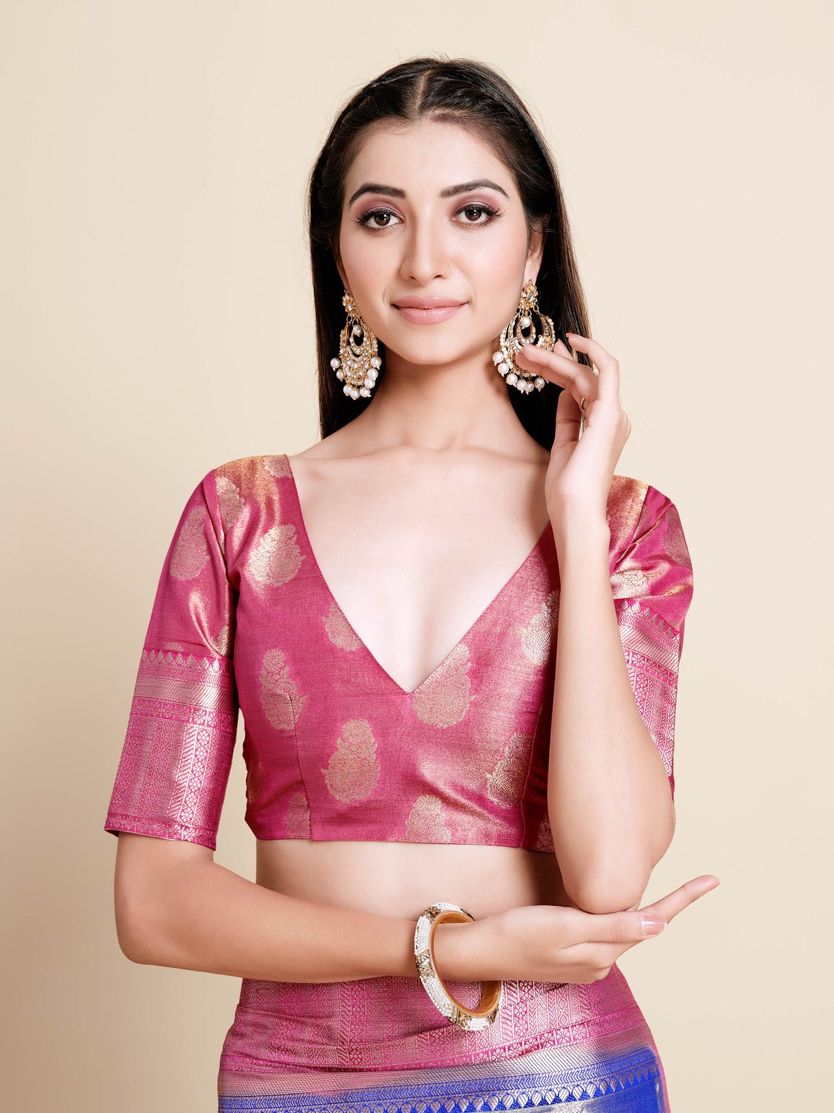 Mimosa Womens Art Silk Saree Kanjivaram Royal Blue Color