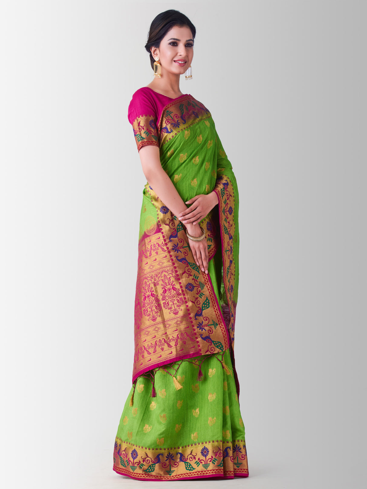 Mimosa Womens Art Silk Saree Kanjivaram Liril Color