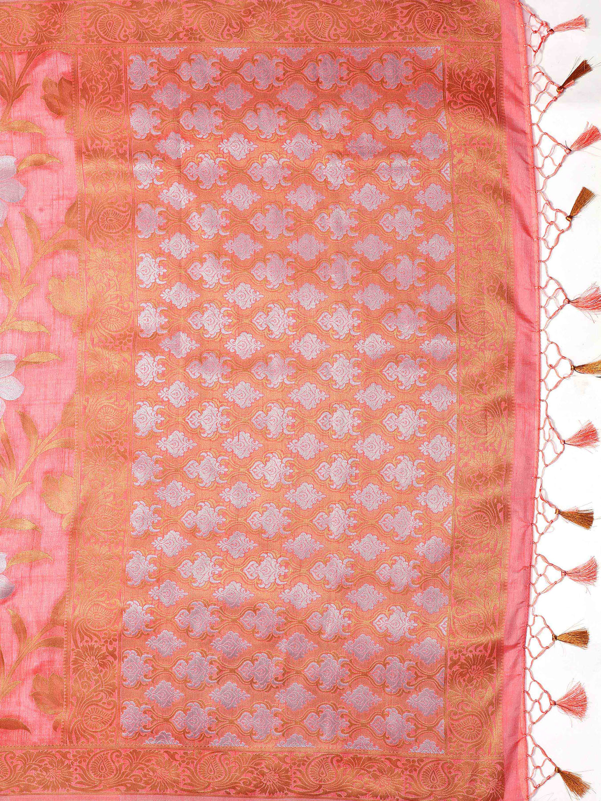 Mimosa Womens Art Silk Saree Kanjivaram Peach Color
