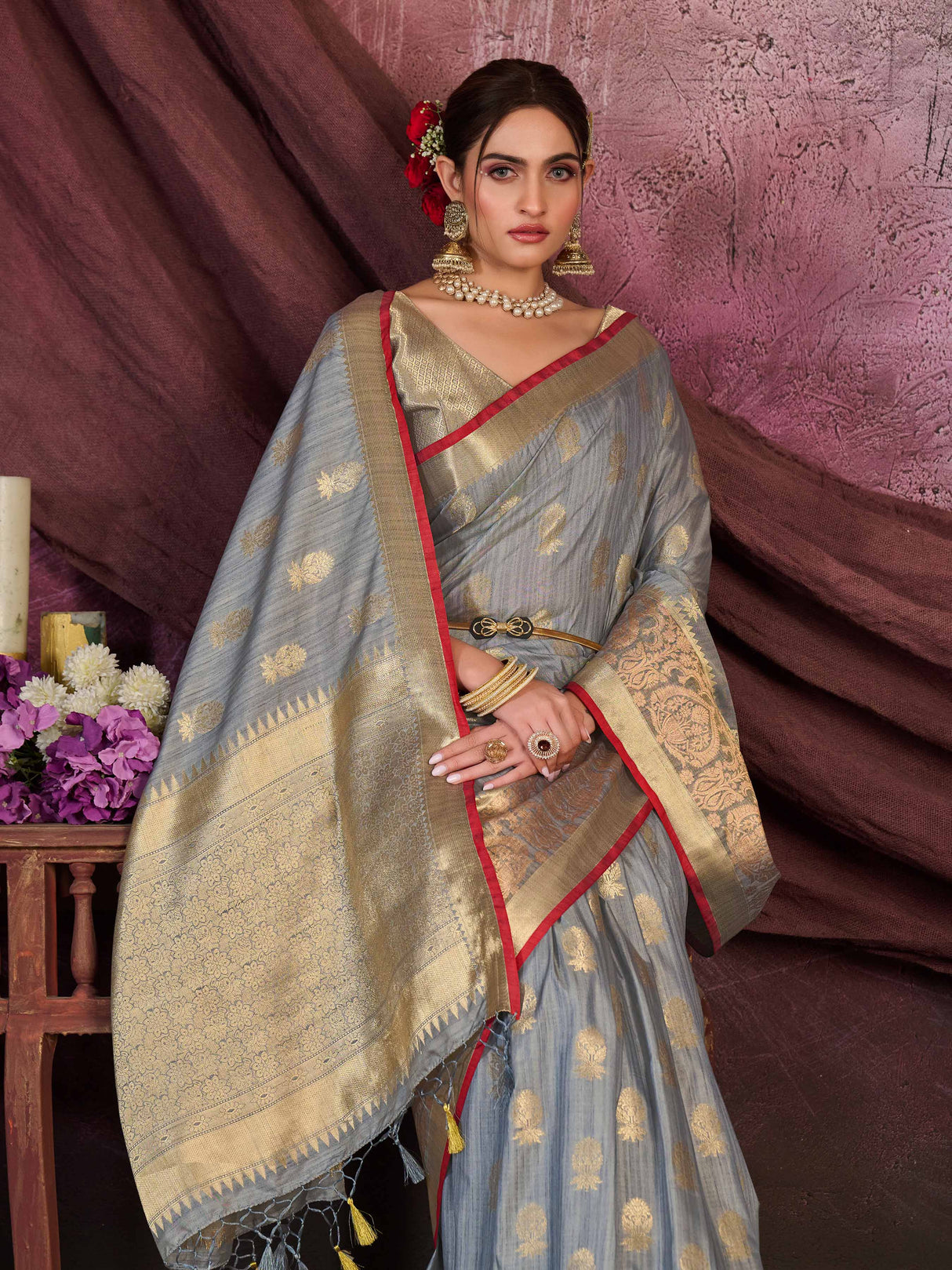 Mimosa Women's Woven Design Chhattisgarh Art Silk Saree With Blouse Piece : SA0000862GY