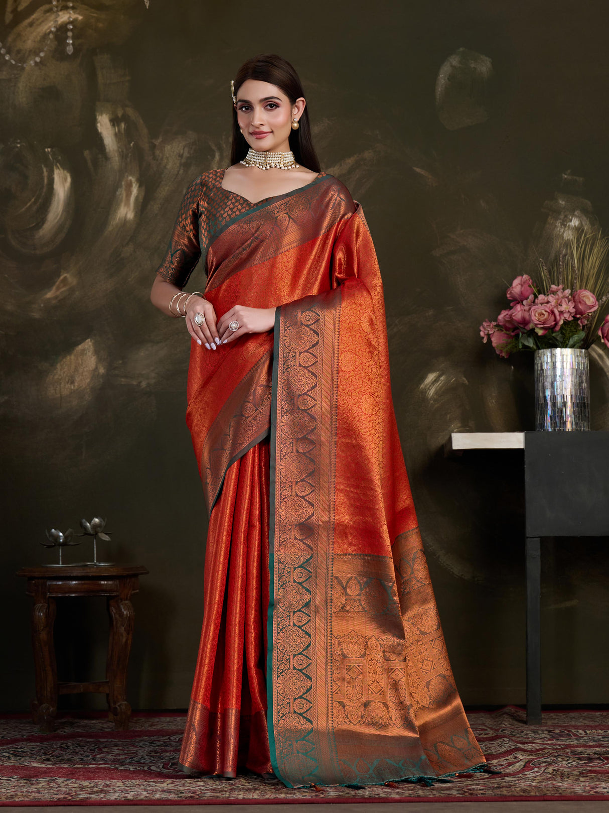 Mimosa Women's Woven Design Kanjivaram Art Silk Saree With Blouse Piece : SA0000915MR