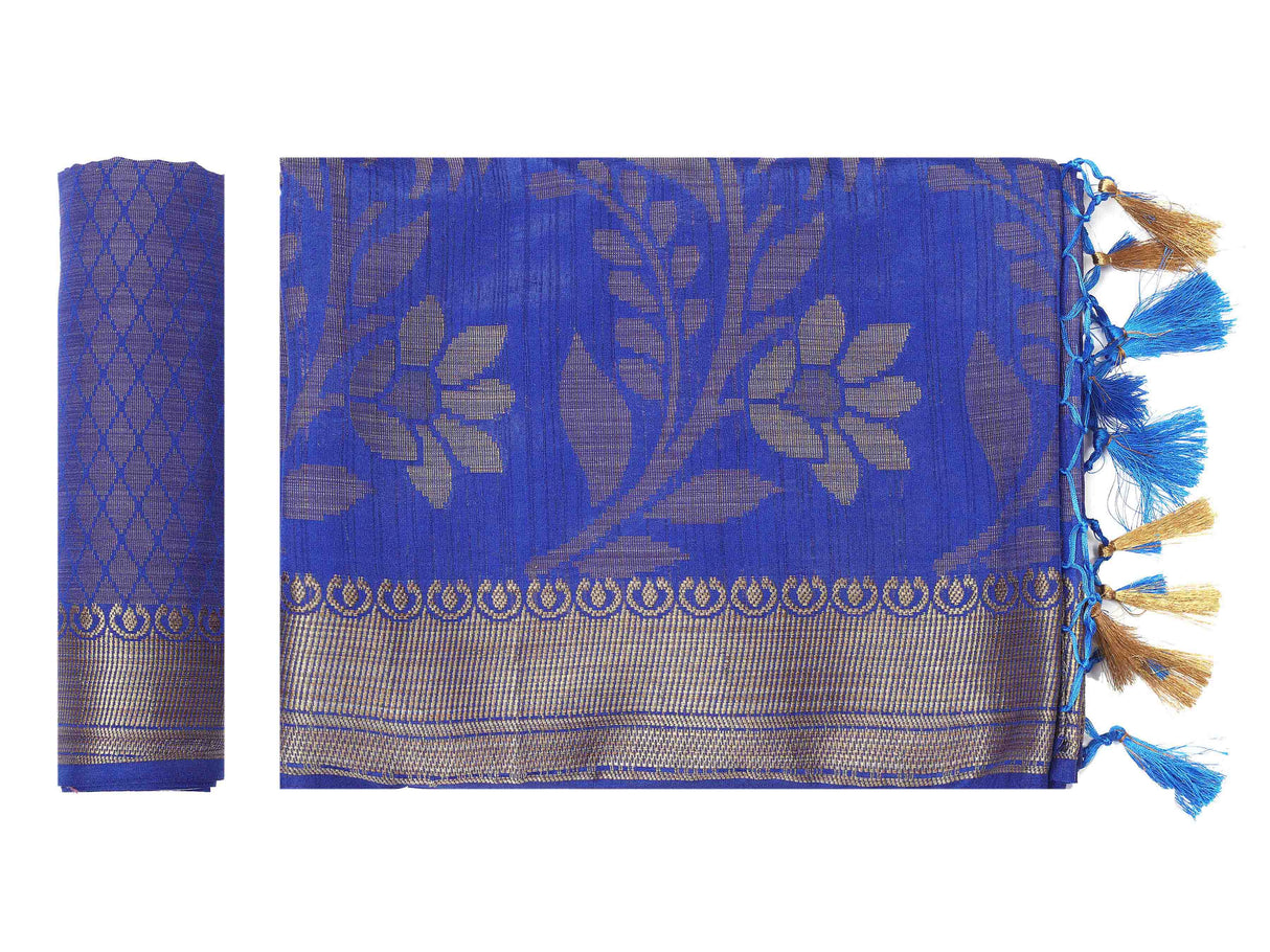 Mimosa Womens Art Silk Saree Kanjivaram Royal Blue Color