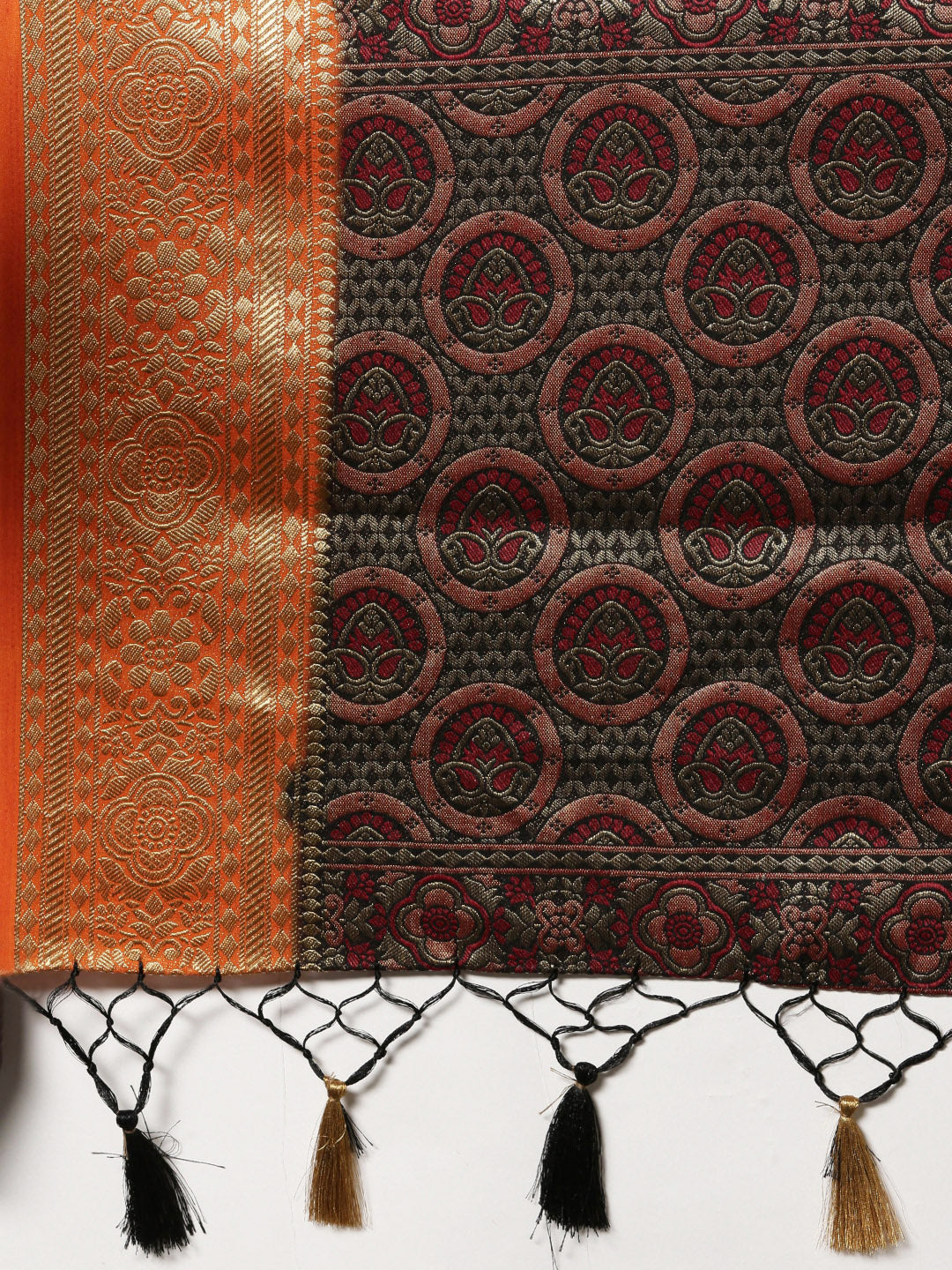 Mimosa Womens Art Silk Saree Kanjivaram Black Color