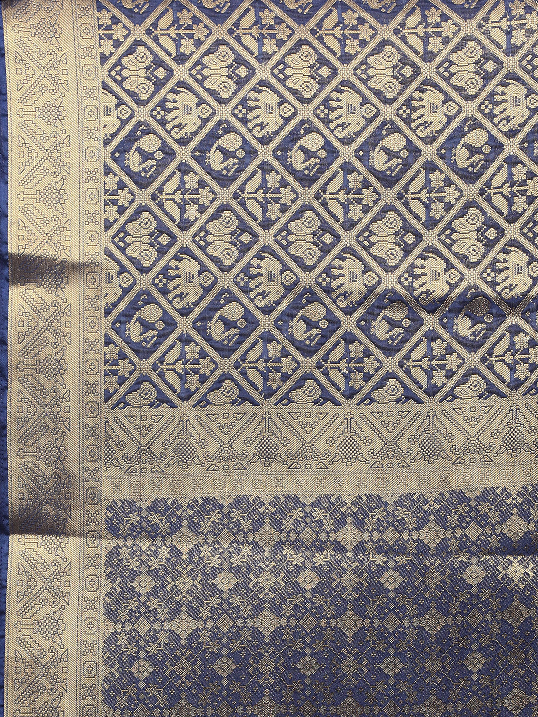 Mimosa Womens Crepe Saree Mysore Silk Navy Blue Color