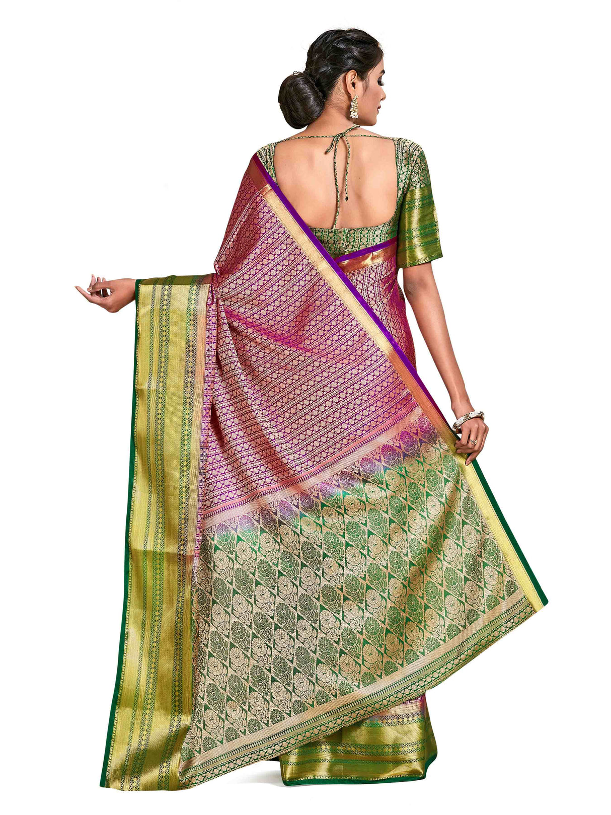 Mimosa Womens Art Silk Saree Kanjivaram Mejanta Color