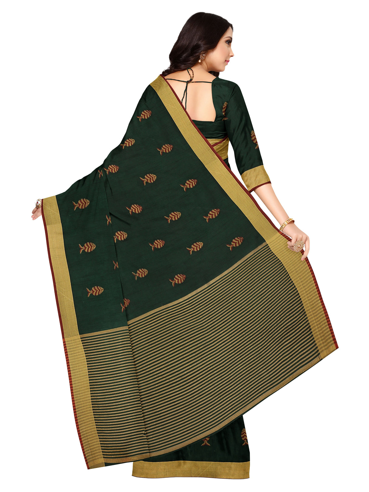 Mimosa Womens Art Silk Saree Kanjivaram style BGreen Color