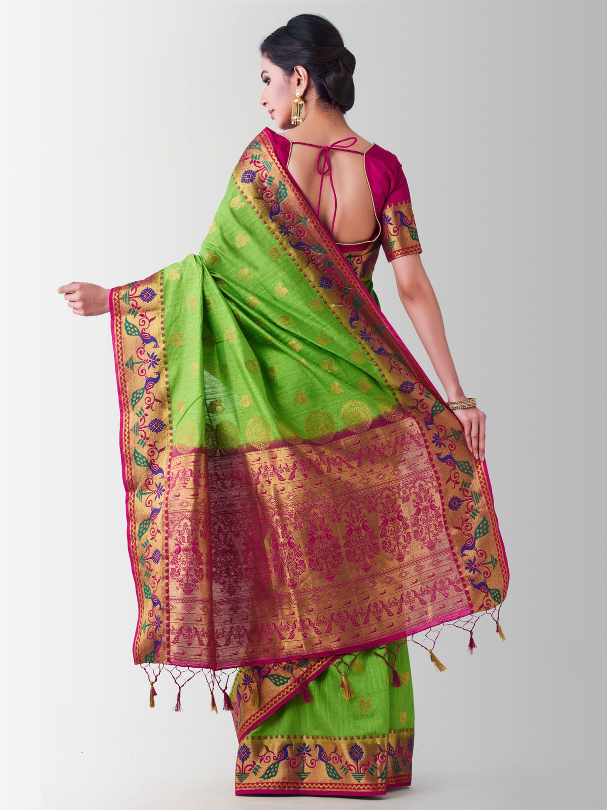 Mimosa Womens Art Silk Saree Kanjivaram Liril Color