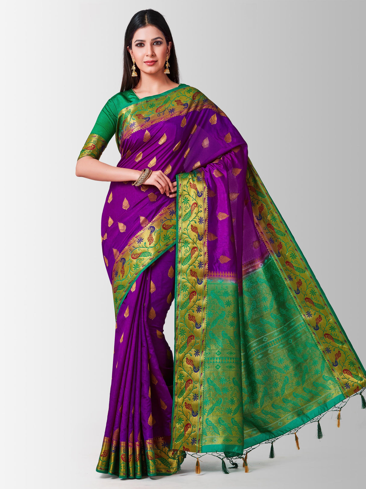 Mimosa Womens Art Silk Saree Kanjivaram Mejanta Color