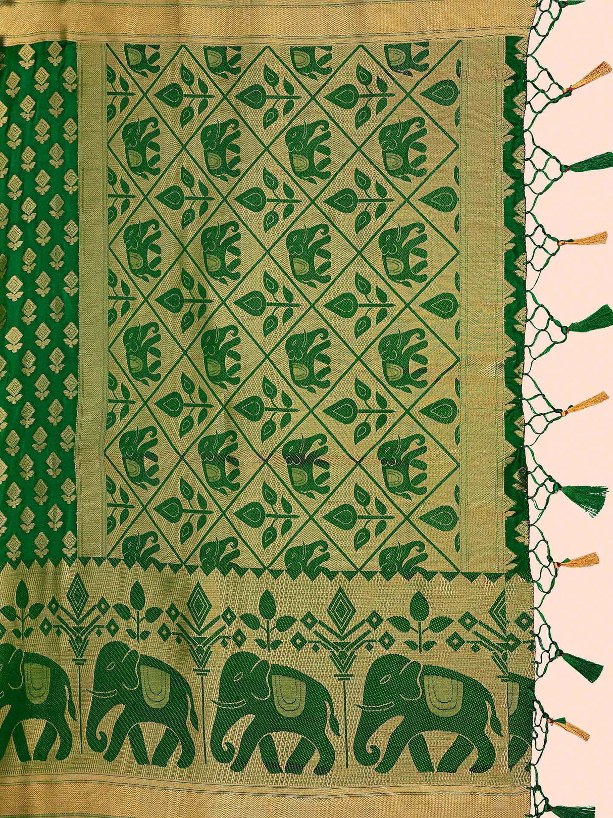 Mimosa Womens Art Silk Saree Kanjivaram Green Color