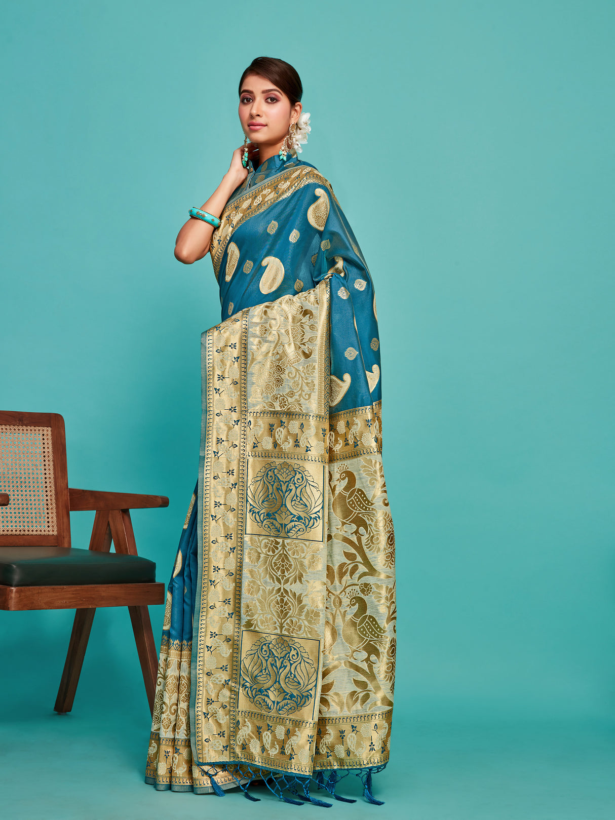 Mimosa Women's Woven Design Kanjivaram Art Silk Saree With Blouse Piece : SA00001246IBFREE