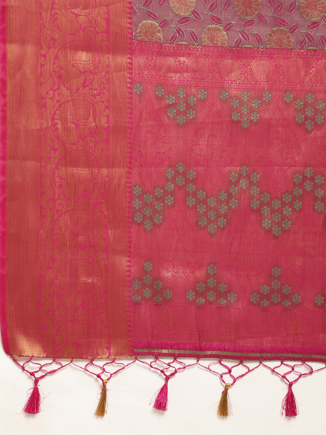 Mimosa Womens Art Silk Saree Kanjivaram Rani Color