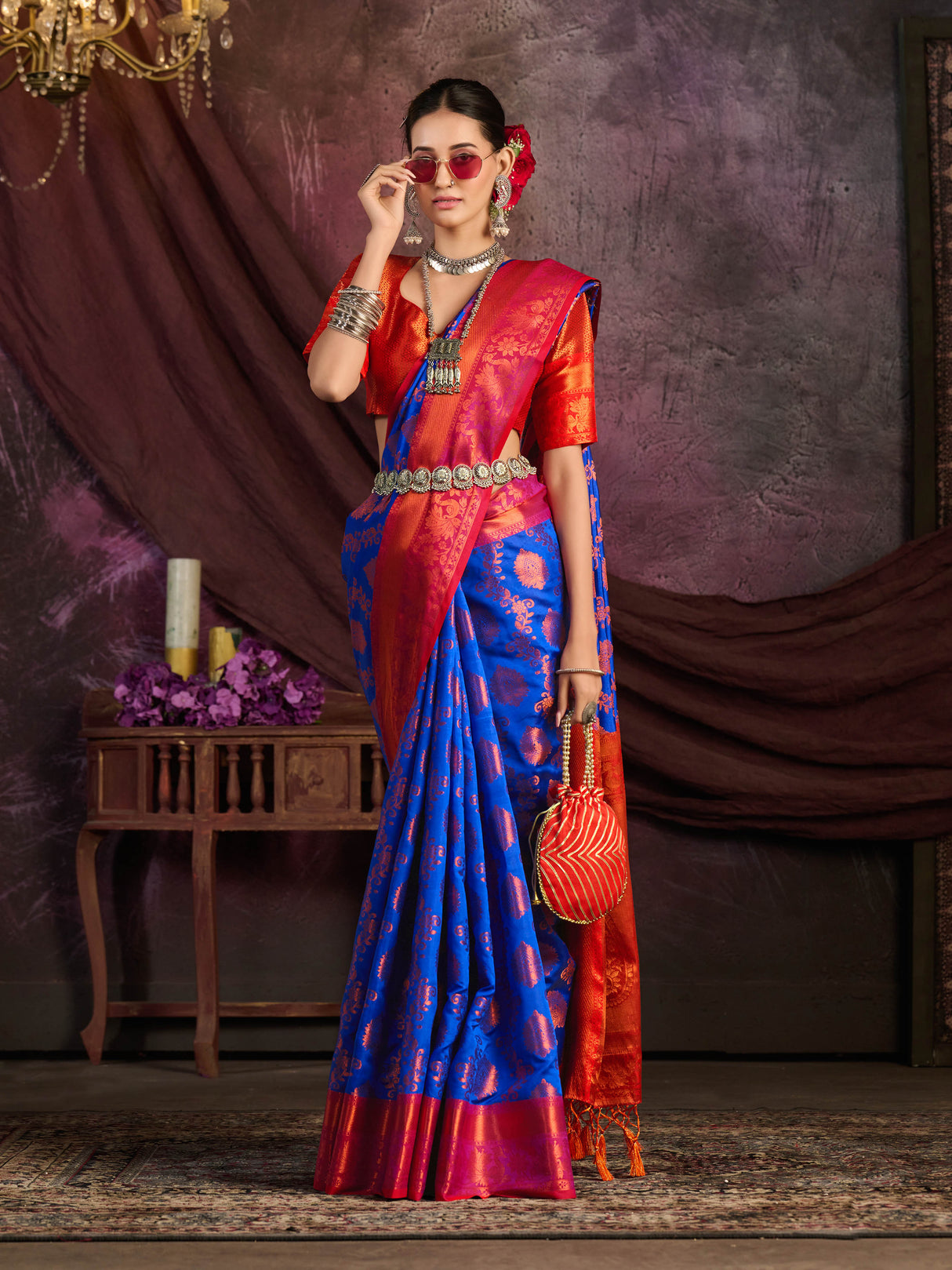 Mimosa Women's Woven Design Kanjivaram Art Silk Saree With Blouse Piece : SA0000913RB