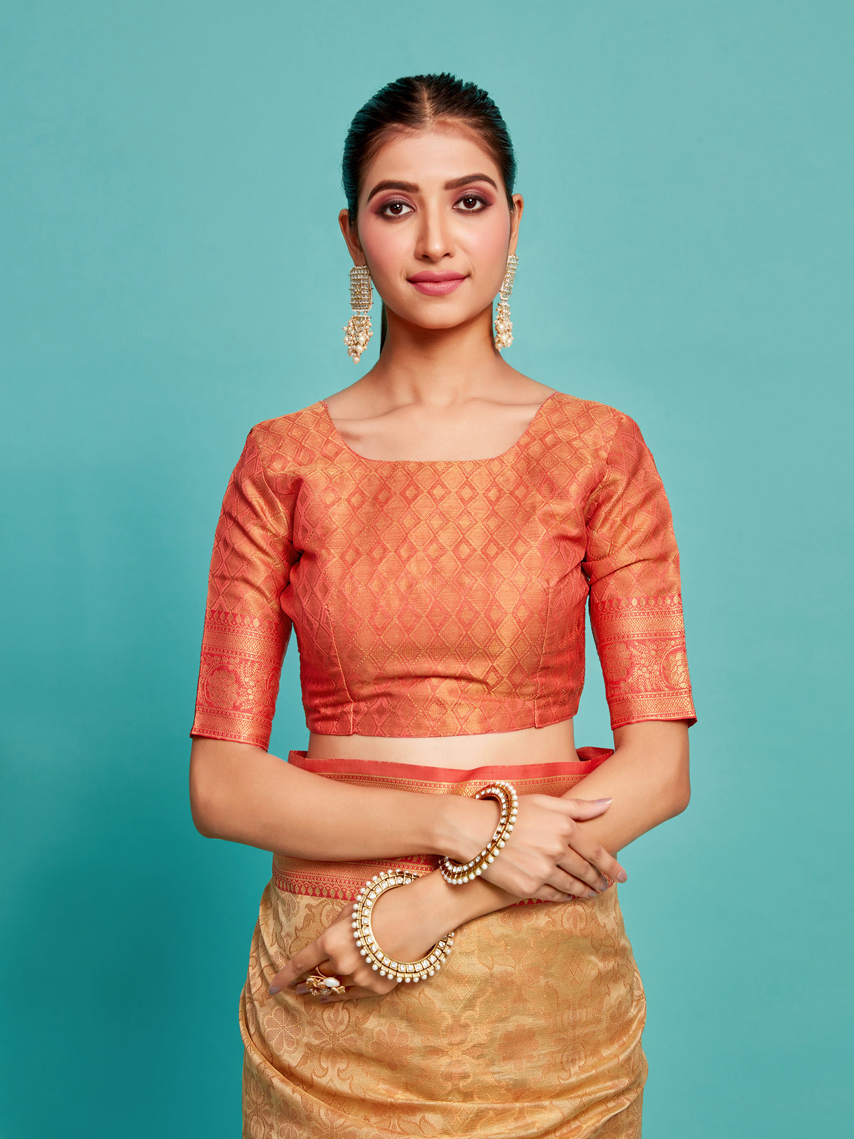 Mimosa Women's Woven Design Kanjivaram Art Silk Saree With Blouse Piece : SA00001230TSFREE