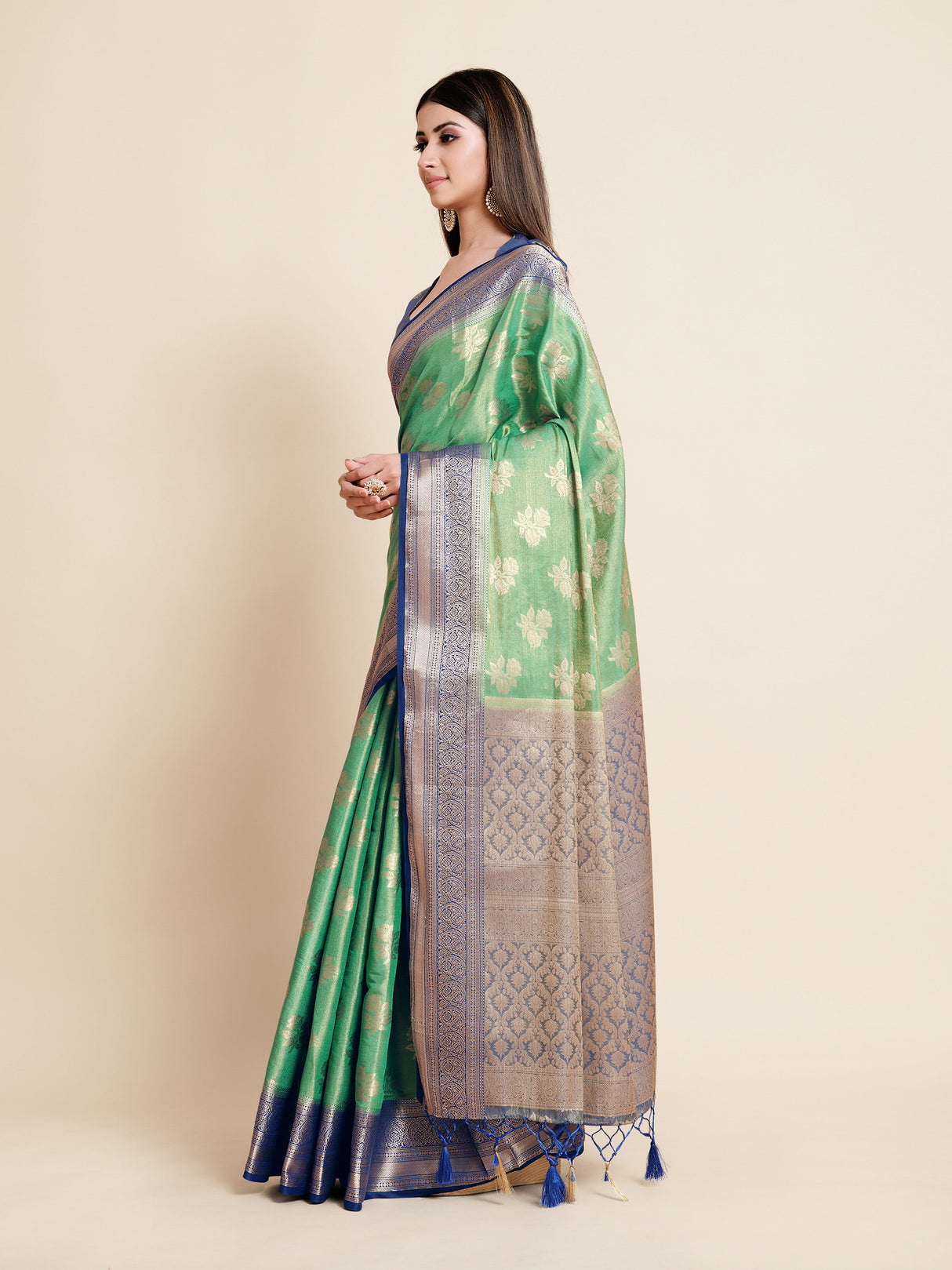 Mimosa Womens Art Silk Saree Kanjivaram Rama Color