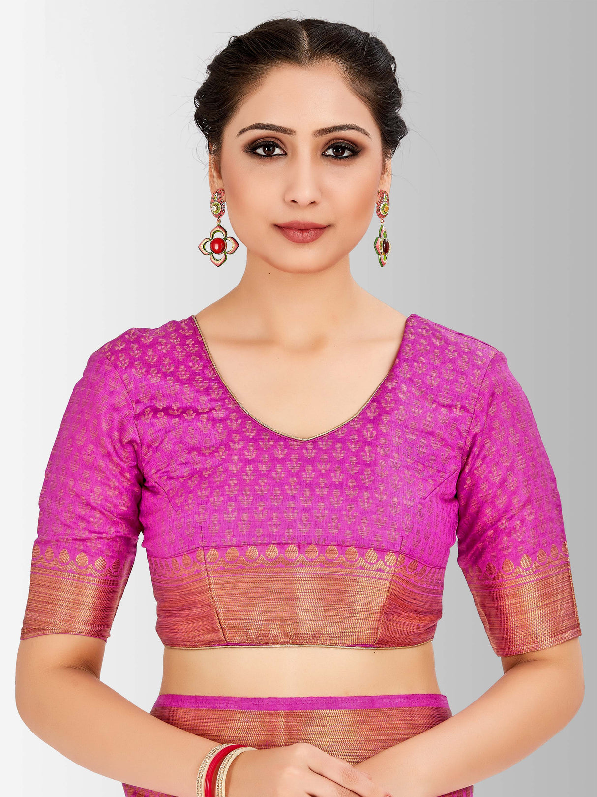 Mimosa Womens Art Silk Saree Kanjivaram Pink Color