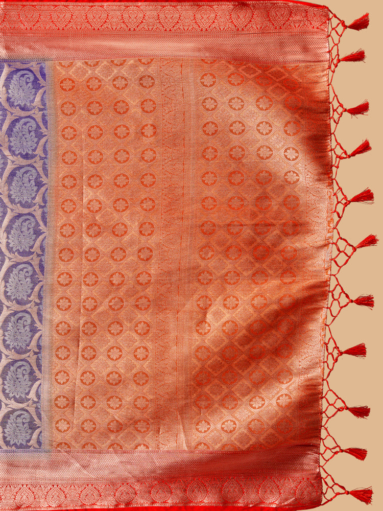 Mimosa Women's Woven Design Kanjivaram Style Art Silk Saree With Blouse Piece : SA0000385RBFREE