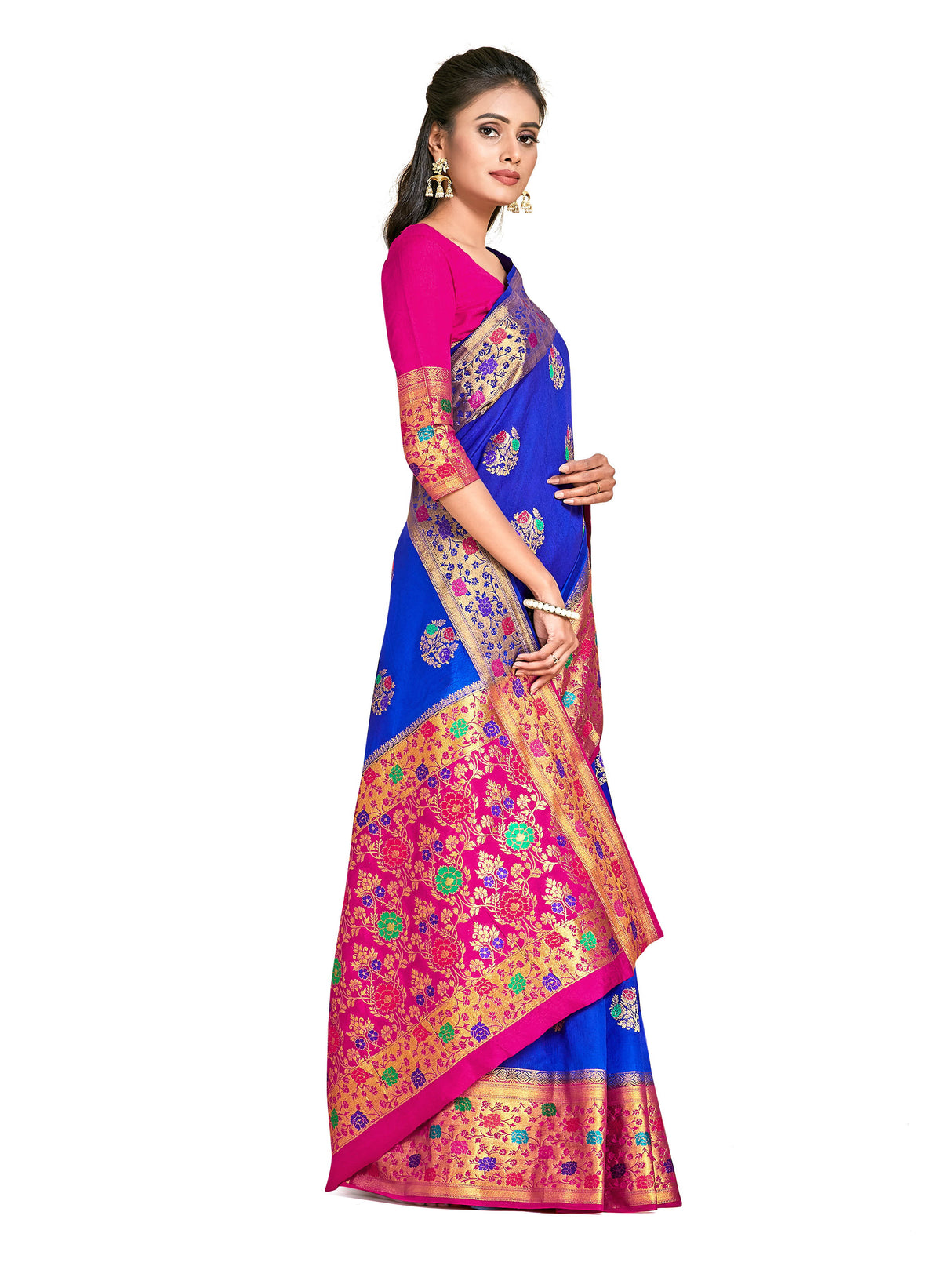 Mimosa Womens Art Silk Saree Dharmavaram Royal Blue Color