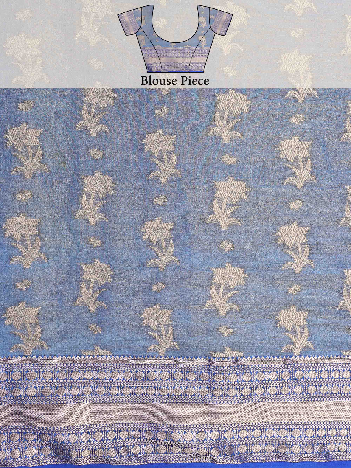 Mimosa Womens Art Silk Saree Kanjivaram Saffire Color