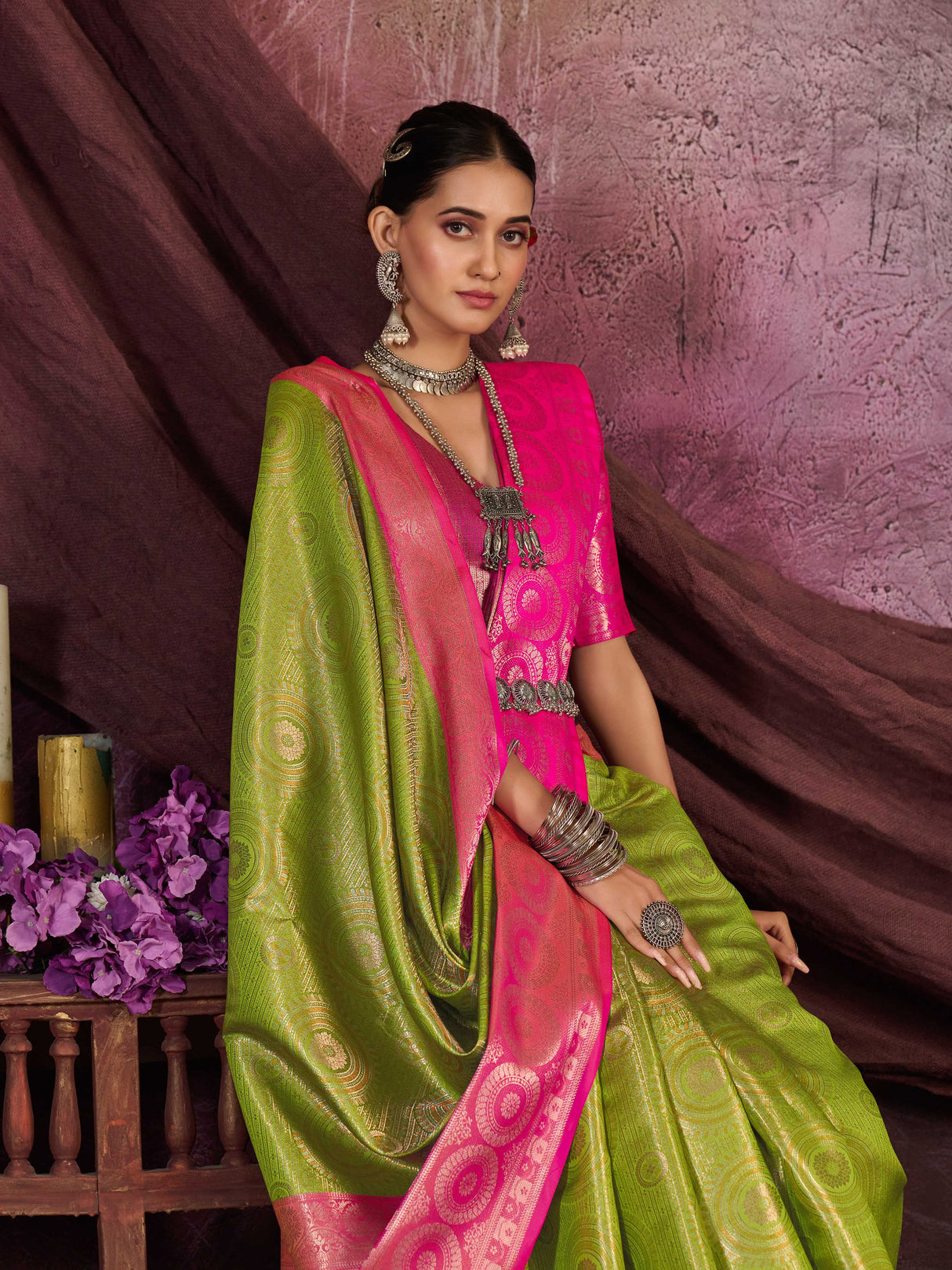 Mimosa Women's Woven Design Kanjivaram Art Silk Saree With Blouse Piece : SA0000912OL