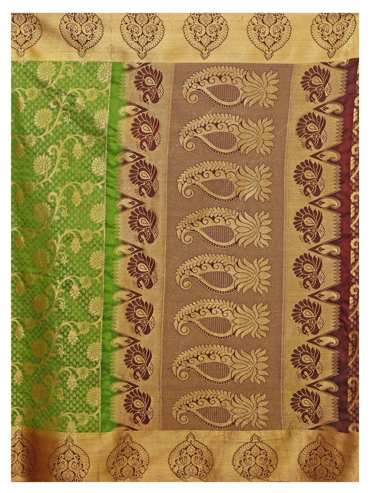 Mimosa Womens Art Silk Saree Kanjivaram Olive Color