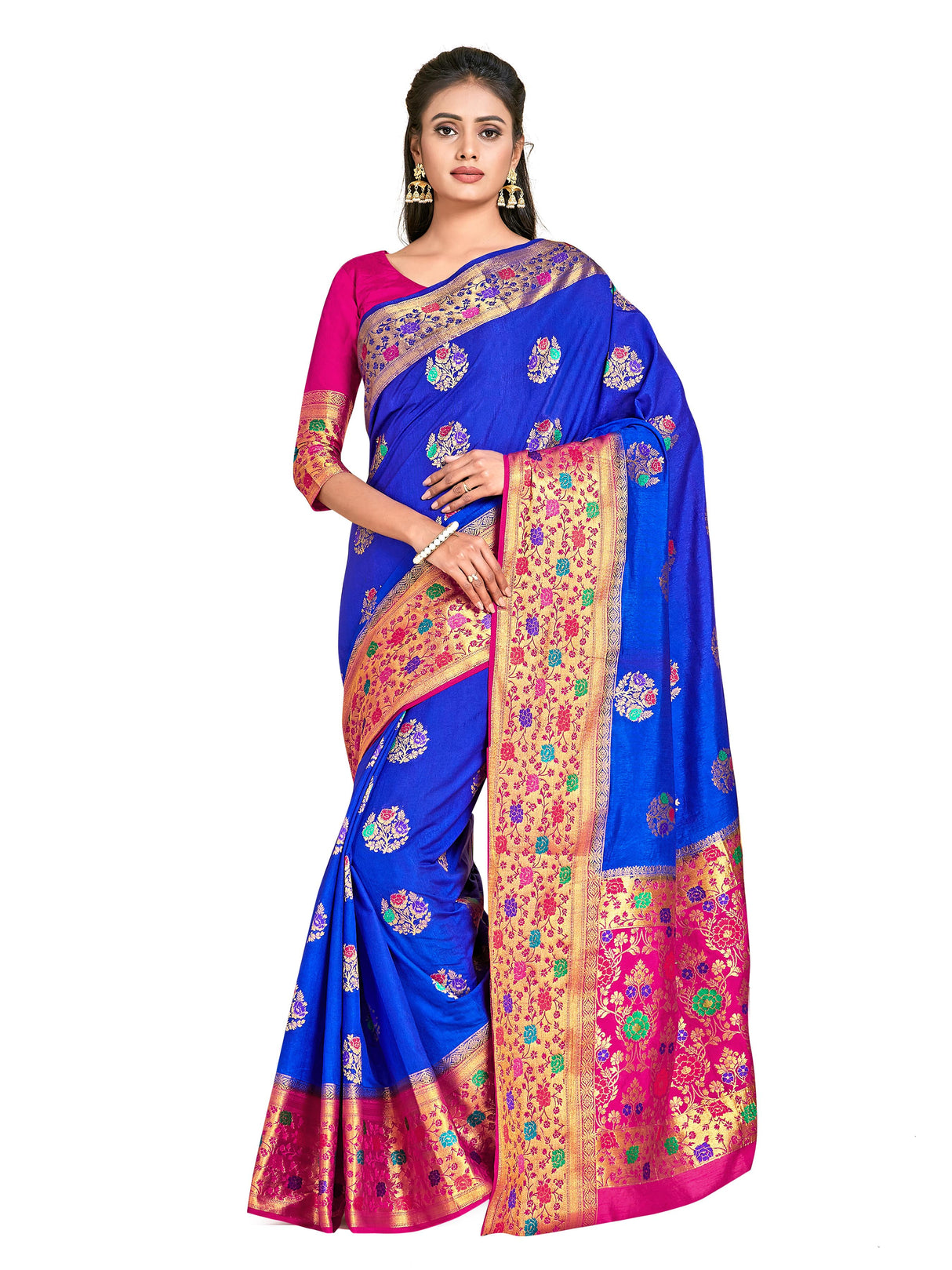 Mimosa Womens Art Silk Saree Dharmavaram Royal Blue Color